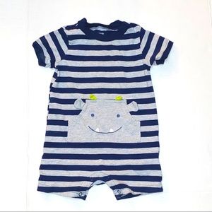 4/$20 Carters One Piece Blue Stripe Monster Romper